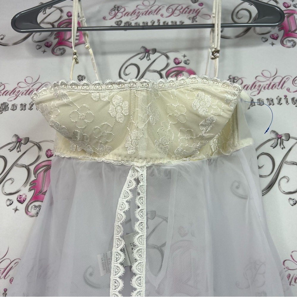La SENZA babydoll bustier Lacie Cream and White Sheer Lace Chemise - Picture 2 of 9